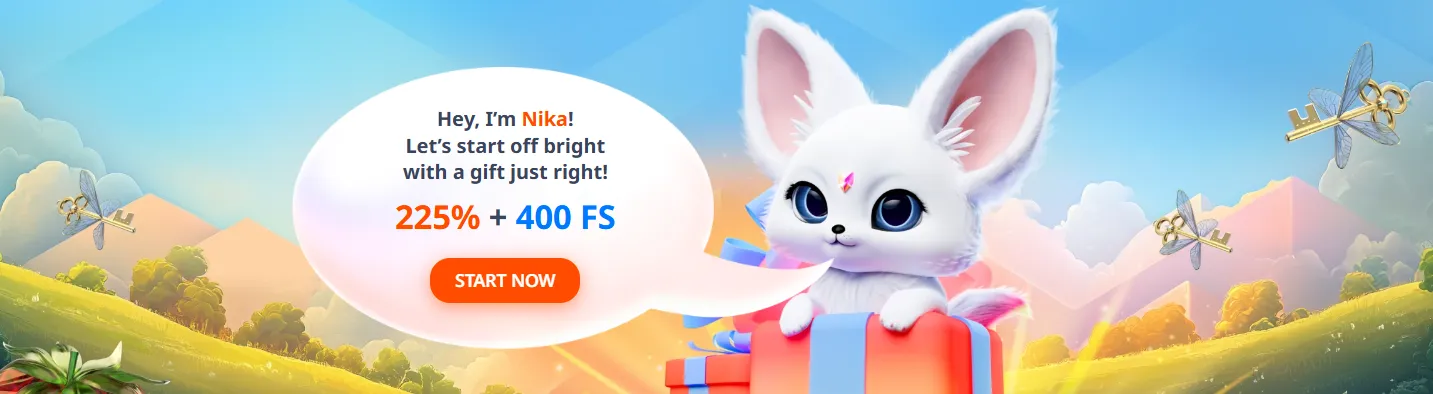 Nika Casino main banner – welcome to the best online casino with generous bonuses